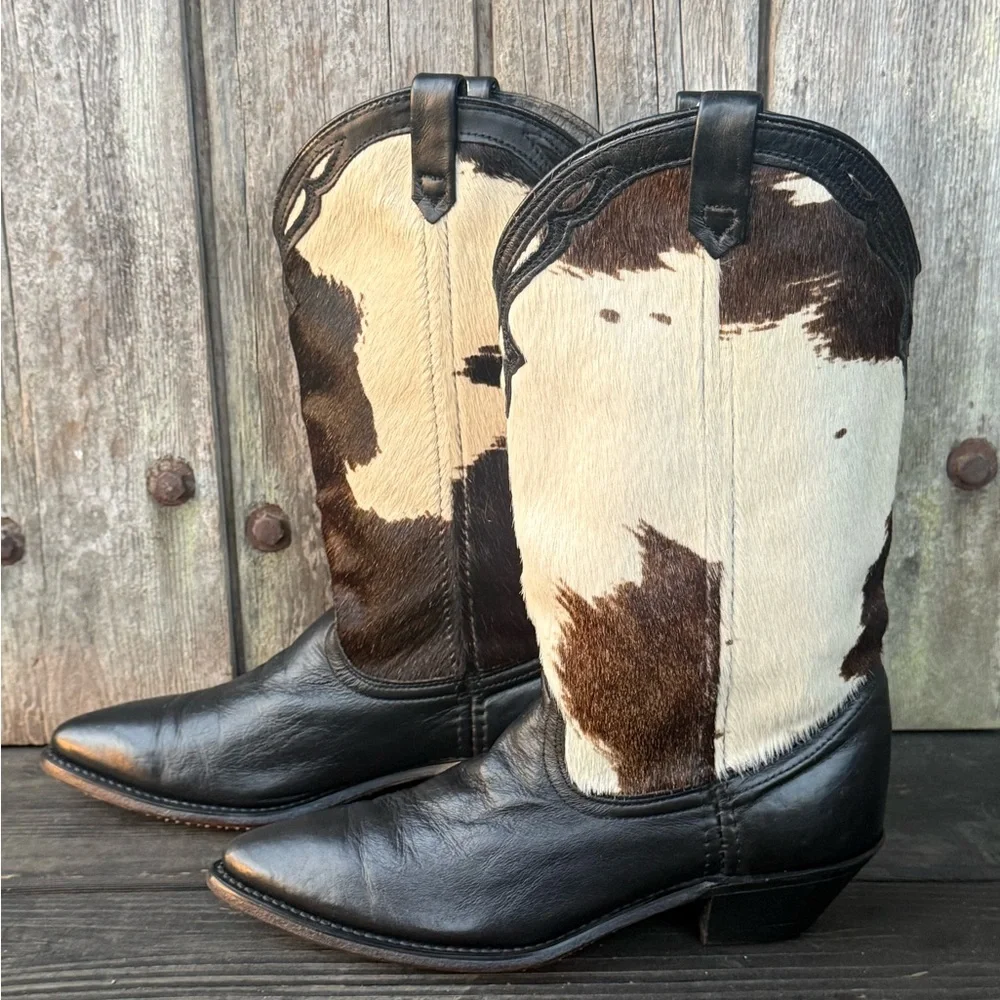 Vintage Dingo (ACME) Calf Hair and Leather Women's Cowboy Boots - Picture 2 of 8